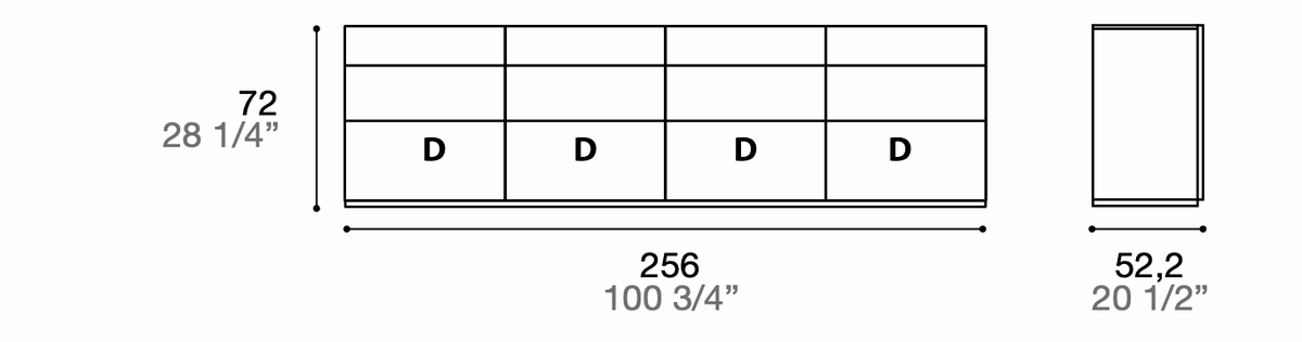 Manufacturer technical diagram of Alf DaFrè Metropolis PSC571. Diagram shows this composition, not a finish photograph.