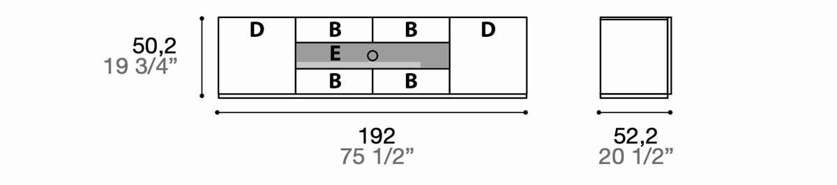Manufacturer technical diagram of Alf DaFrè Metropolis PSC582. Diagram shows this composition, not a finish photograph.