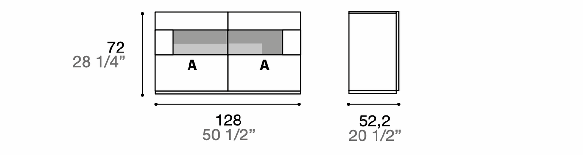 Manufacturer technical diagram of Alf DaFrè Metropolis PSC586. Diagram shows this composition, not a finish photograph.