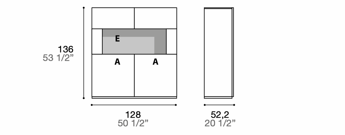 Manufacturer technical diagram of Alf DaFrè Metropolis PSV060. Diagram shows this composition, not a finish photograph.