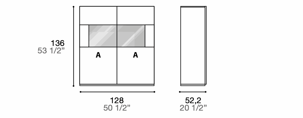 Manufacturer technical diagram of Alf DaFrè Metropolis PSV061. Diagram shows this composition, not a finish photograph.