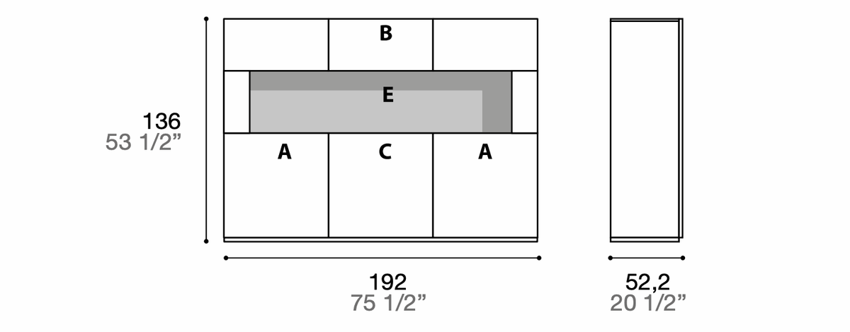 Manufacturer technical diagram of Alf DaFrè Metropolis PSV063. Diagram shows this composition, not a finish photograph.