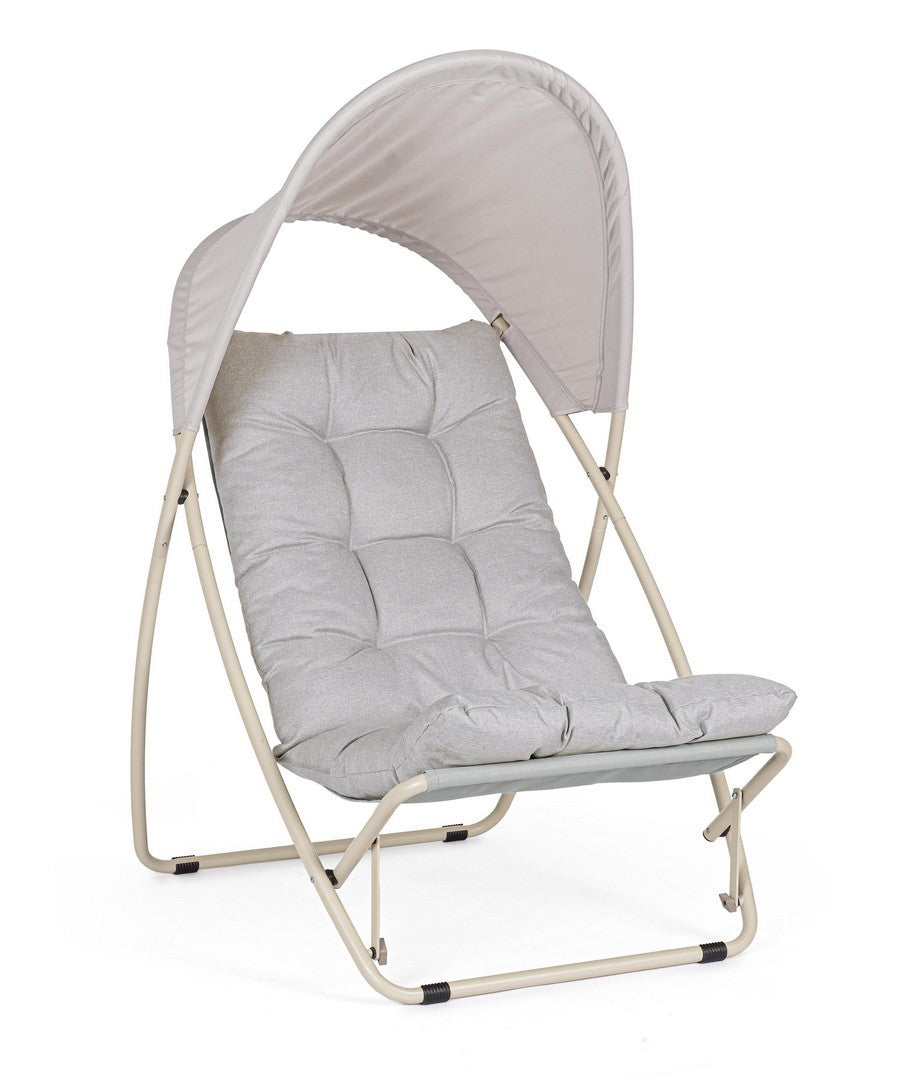 Bizzotto Taito lounge armchair, article 0790609, beige frame, grey cushion and canopy