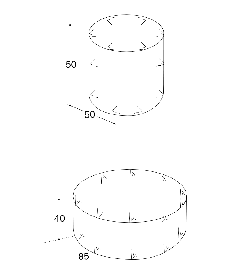 Bolzan Round Soft Pouf — manufacturer image or catalogue diagram