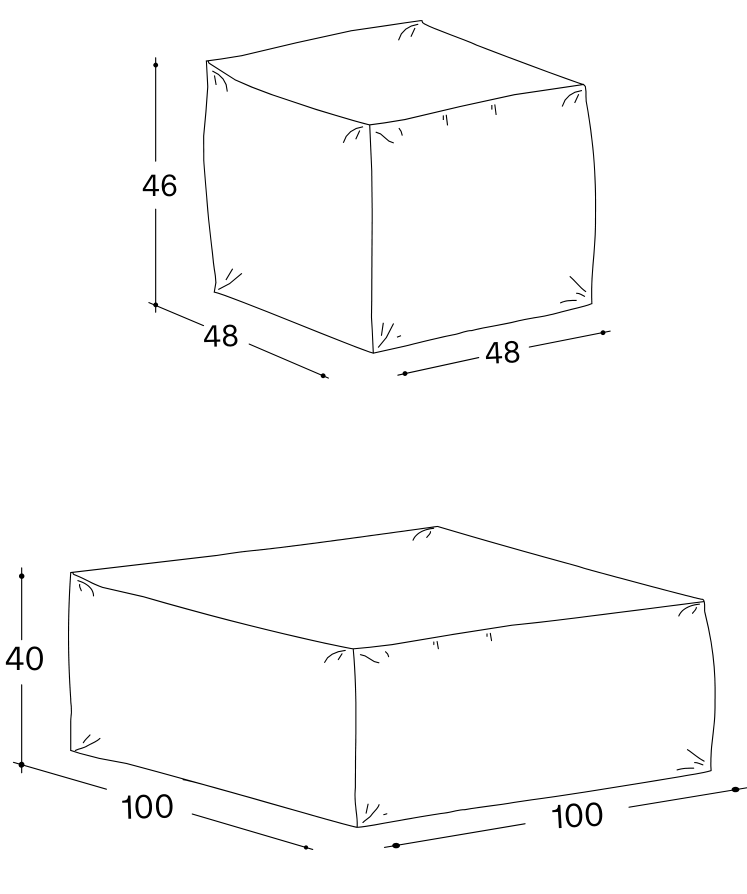 Bolzan Square Soft Pouf — manufacturer image or catalogue diagram