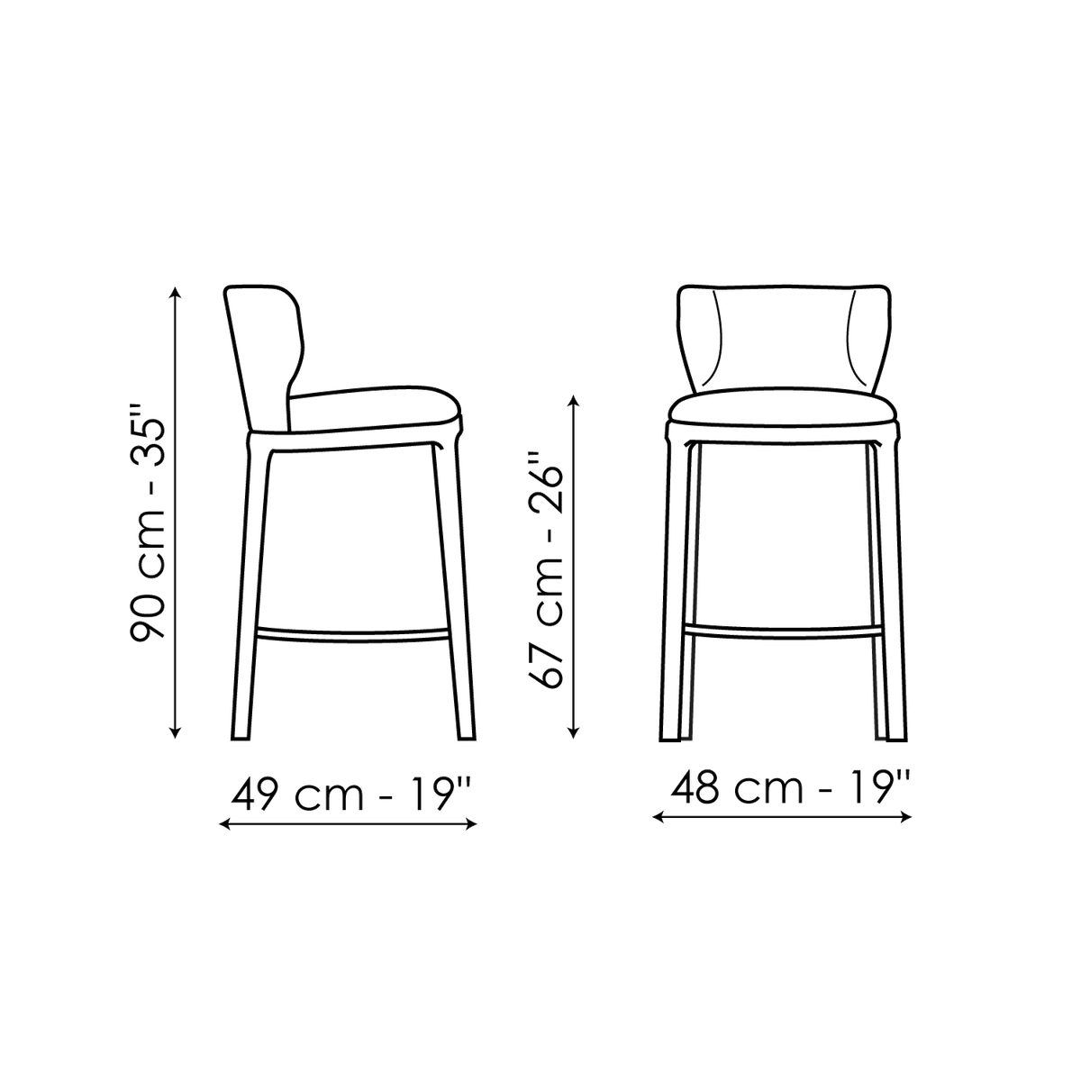 Bonaldo Joy too H 67 Stool — manufacturer model and dimension drawing