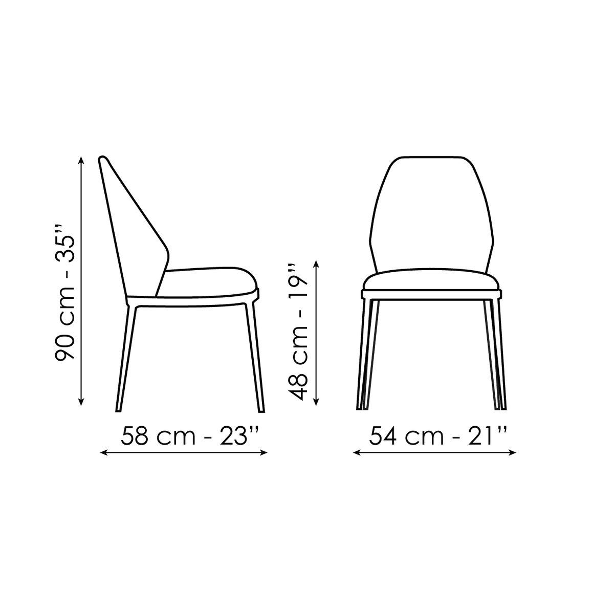 Bonaldo Mida Chair — manufacturer model and dimension drawing
