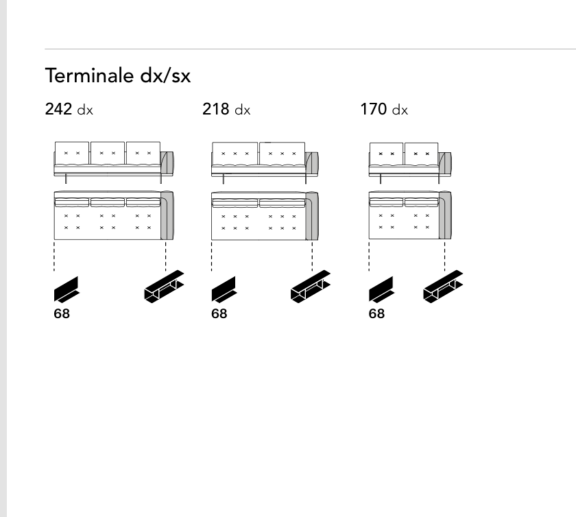 Bonaldo Maximilian — Terminal Sofa Module — manufacturer component/size drawing