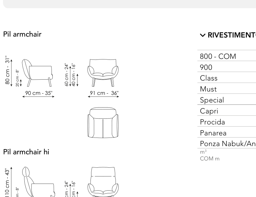 Bonaldo Pil Armchair — Pouf — manufacturer component/size drawing