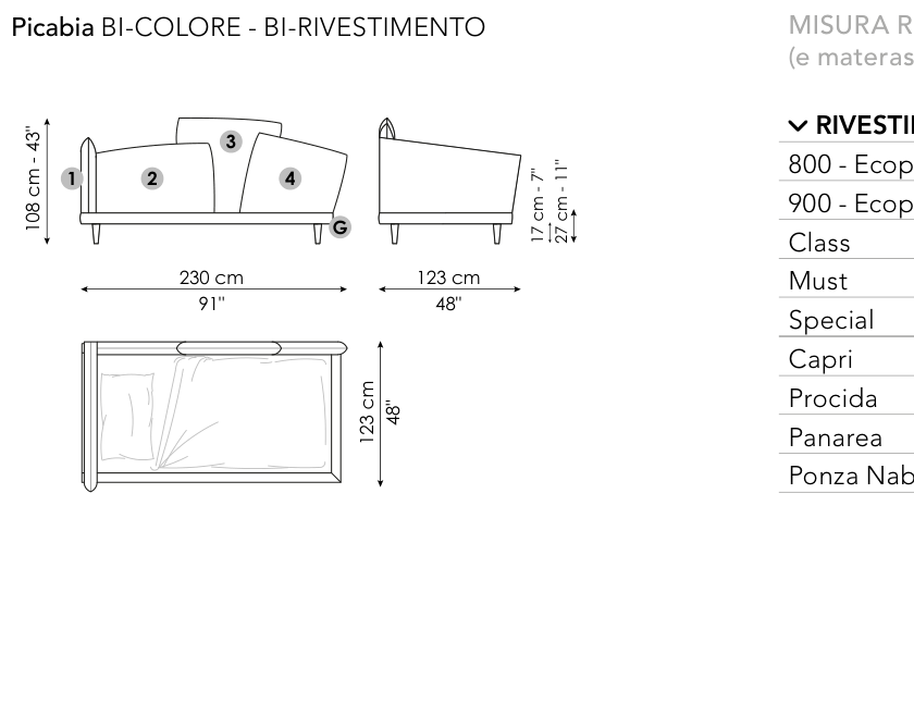 Bonaldo Picabia — Cushion — manufacturer component/size drawing