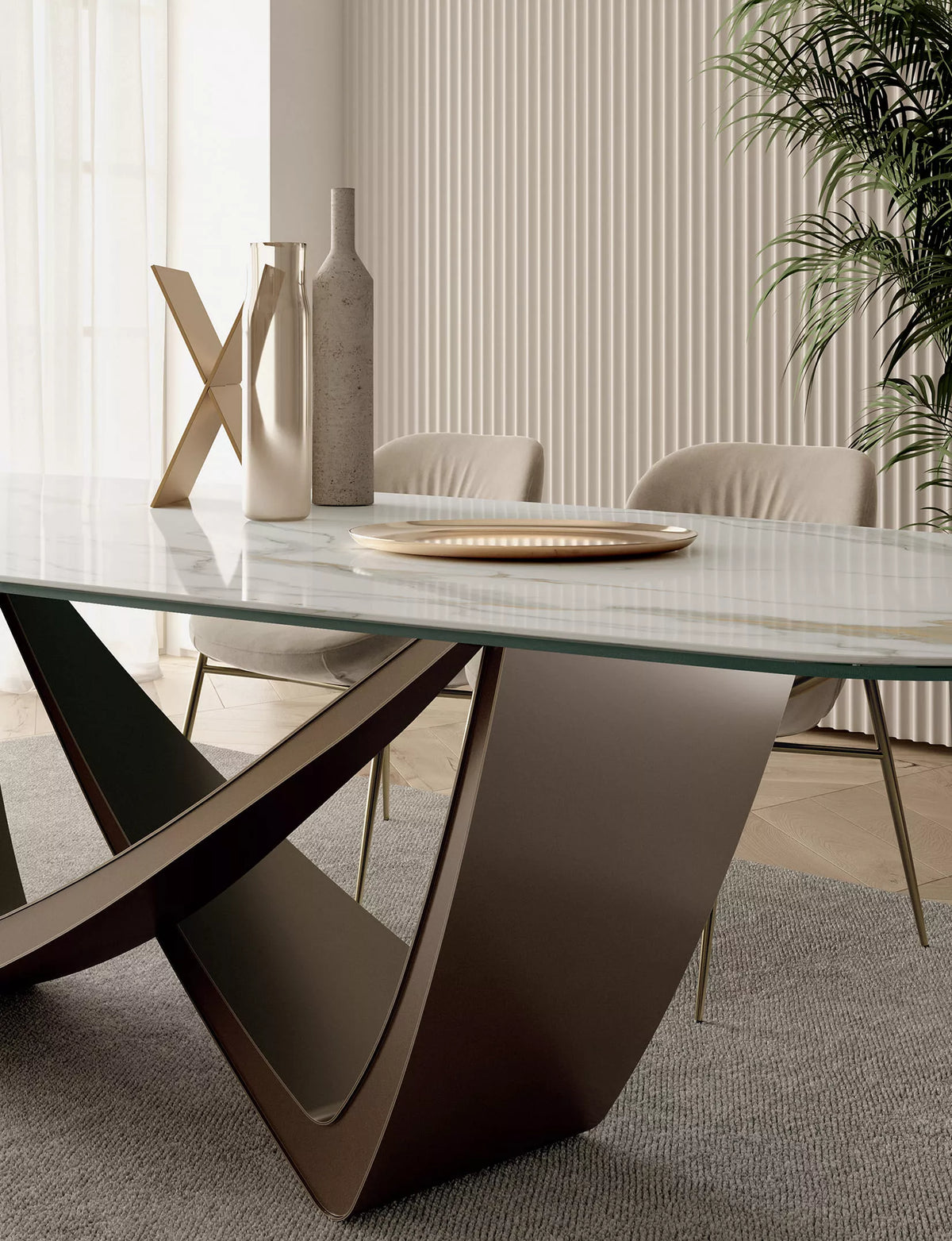 Bontempi Bach Dining Table — manufacturer photograph; BACH_53-77_M028_CM012_AMELIE_34-90_M328_TENO001