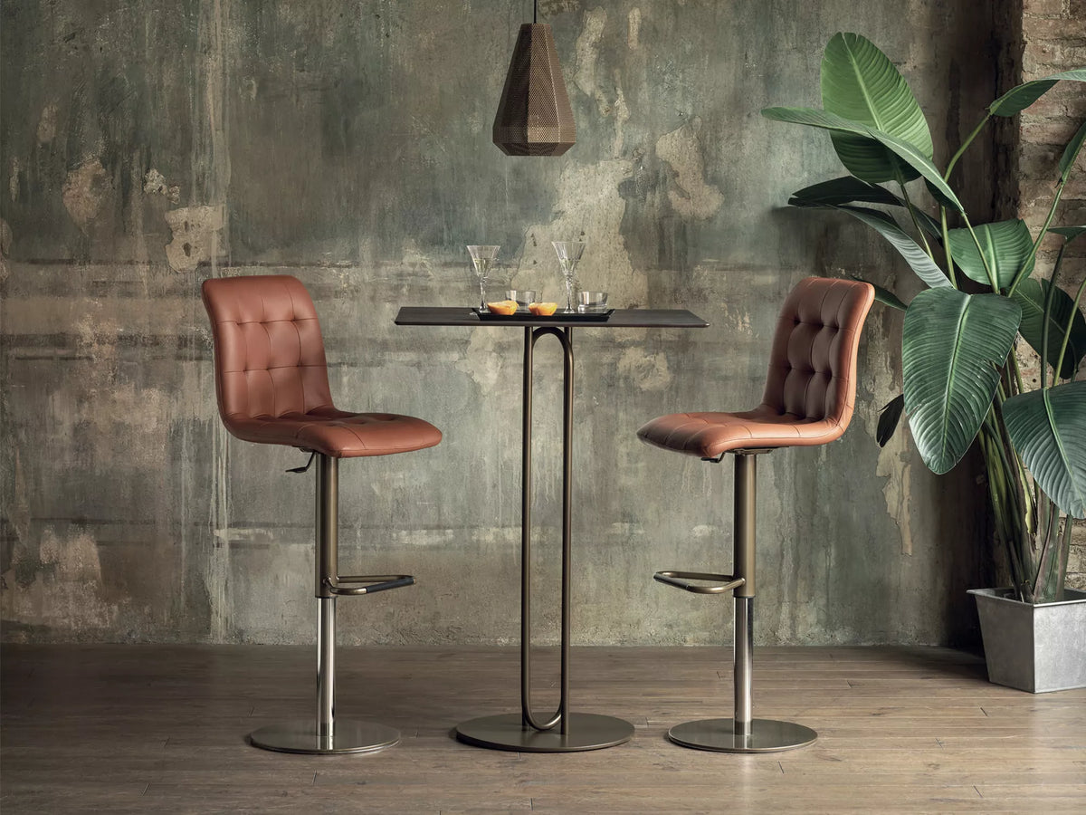 Bontempi Kuga Barstool — manufacturer photograph; KUGA_40-44M028_PR26_RAIL_52-94M028_P23_PANDORA_56-09M028-2
