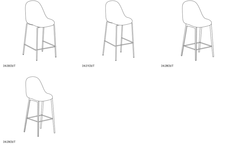 Bontempi Mood Outdoor Barstool — manufacturer catalogue drawings with article references