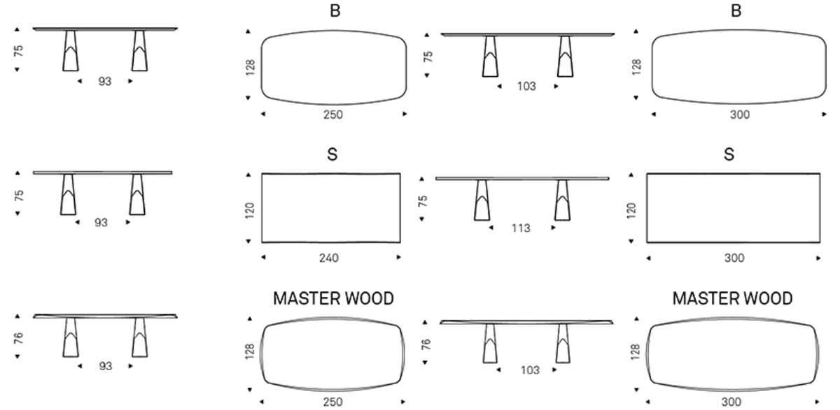 Cattelan Italia Table MAD MAX Wood - dimensions