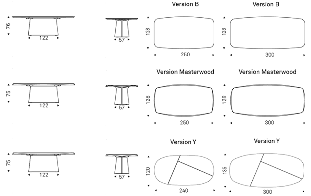 Cattelan Italia Table NAPOLEON Wood - dimensions