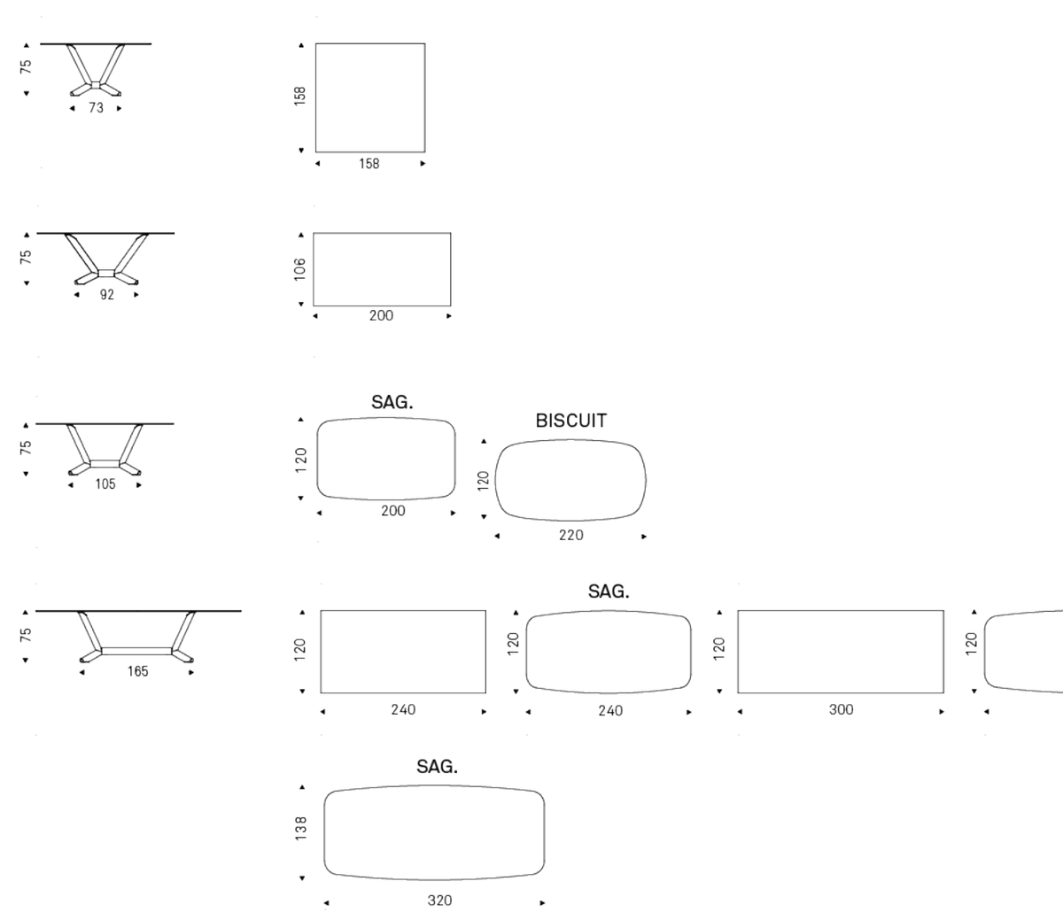 Cattelan Italia Table PLANER Keramik - dimensions
