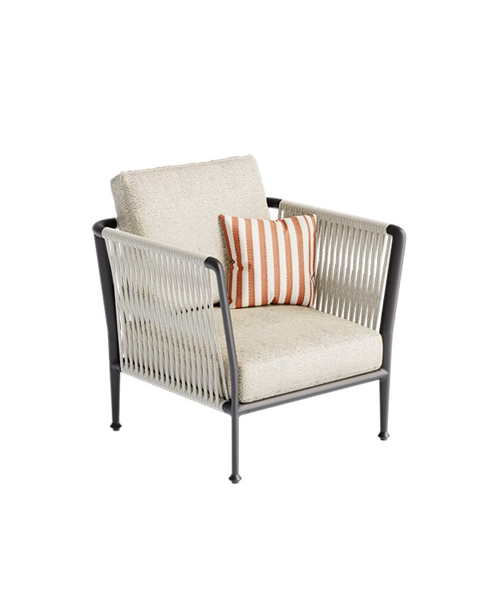 Unopiù Treble Armchair in aluminium and rope | Unopiù