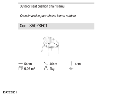 Ditre Italia 356 - Kyo - Isamu outdoor chairs — manufacturer article drawings and dimensions