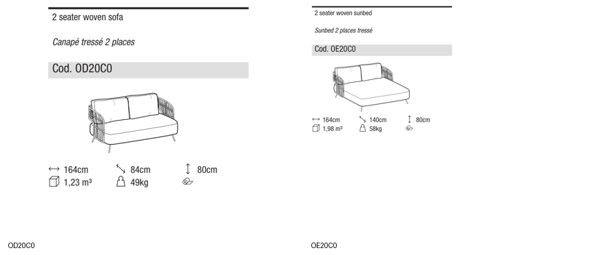 Ditre Italia 356 woven outdoor — manufacturer article drawings and dimensions