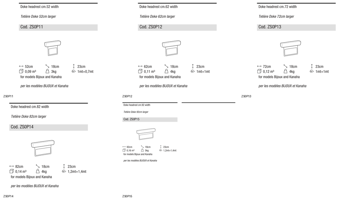 Ditre Italia Doke headrest — manufacturer article drawings and dimensions