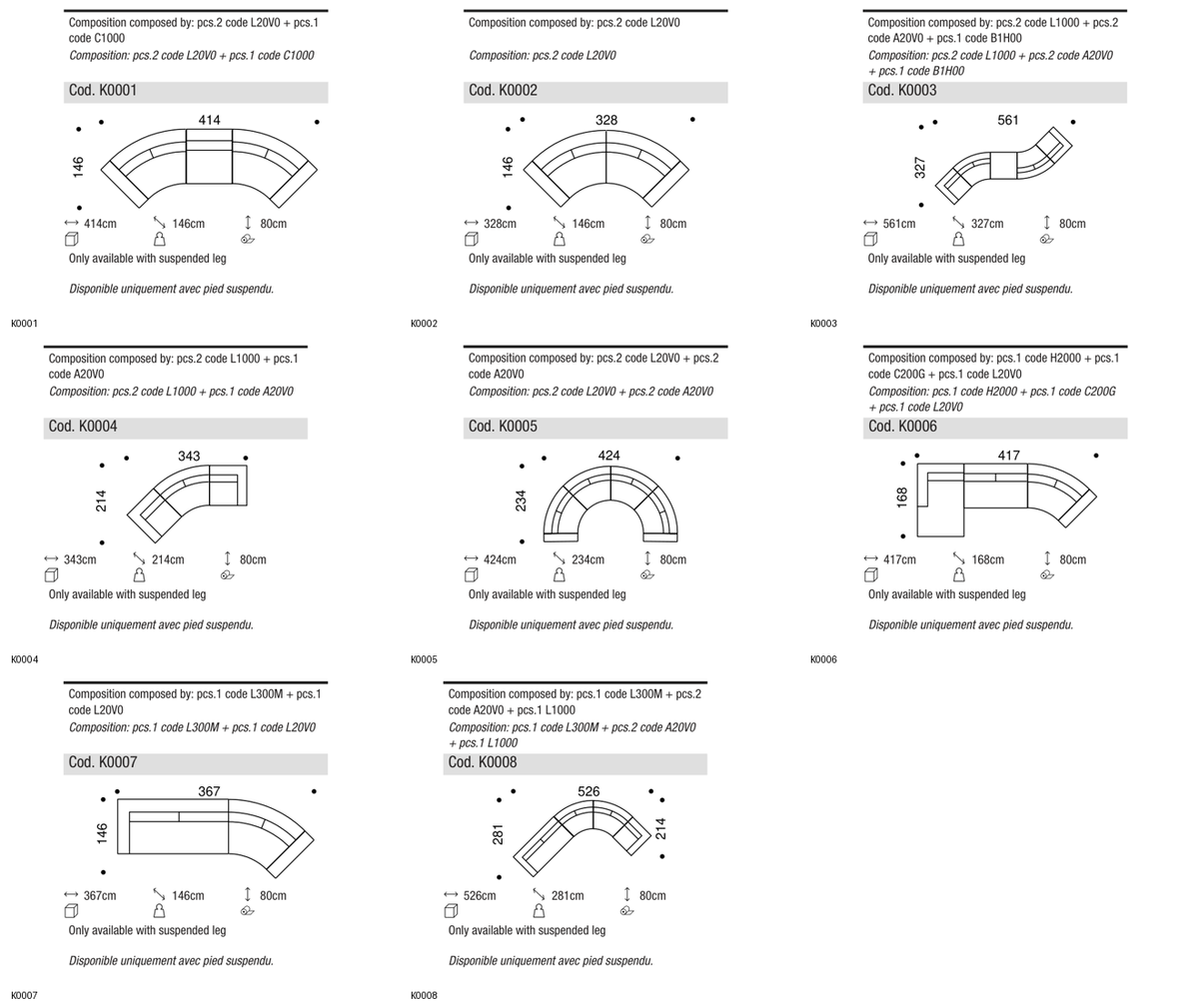 Ditre Italia Loman composition examples — manufacturer article drawings and dimensions