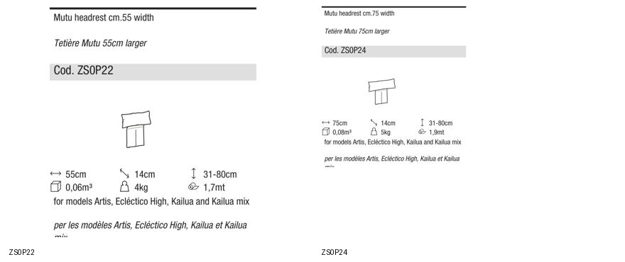 Ditre Italia Mutu headrest — manufacturer article drawings and dimensions