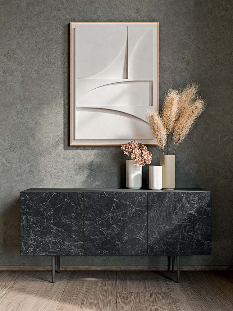 Quadrifoglio Bloom Credenza W. 150 with lacquered doors, top and sides - Back in MFC