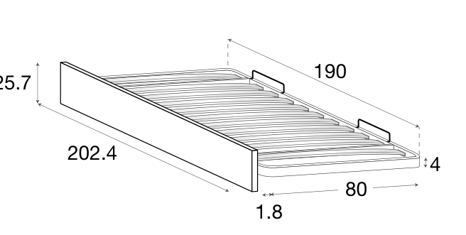 Zalf pull-out accessories for bunk beds — official manufacturer technical illustration
