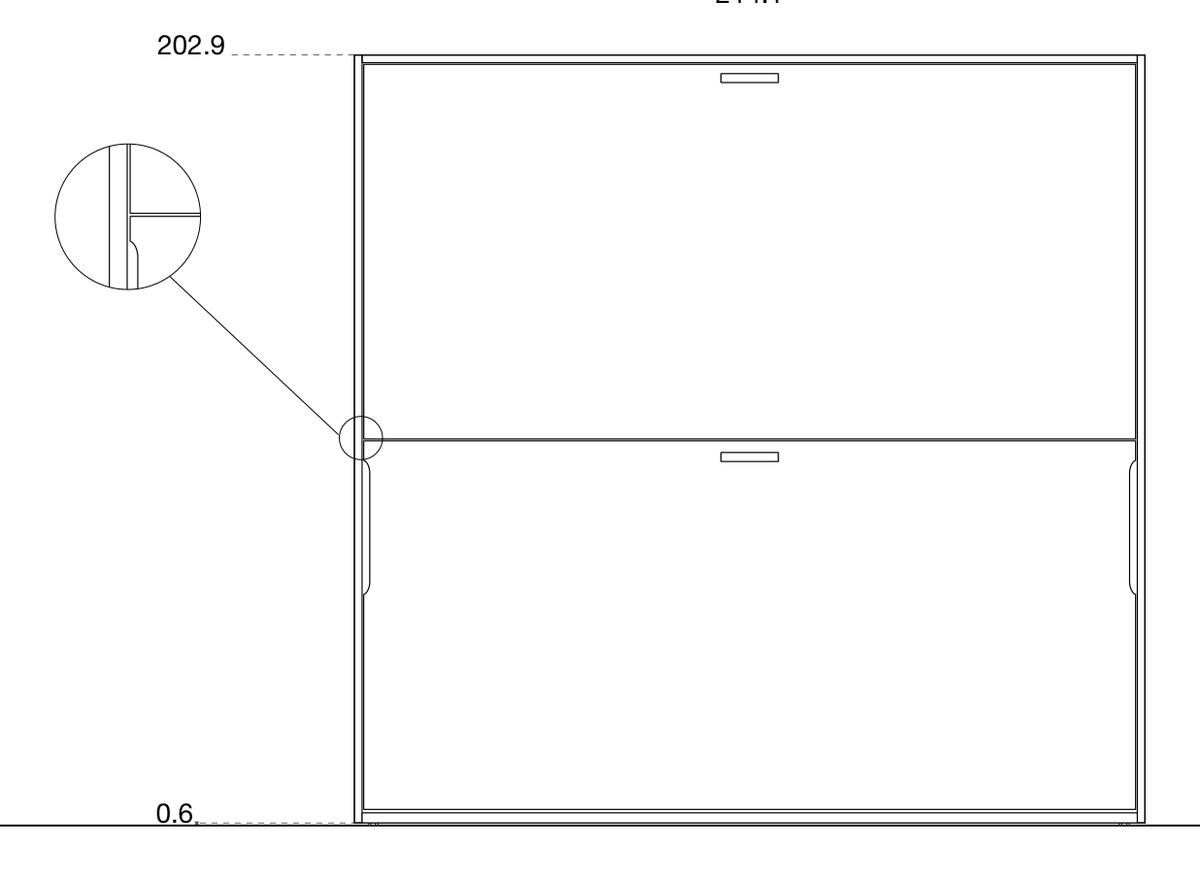 Zalf horizontal fold-away bunk bed — official manufacturer technical illustration
