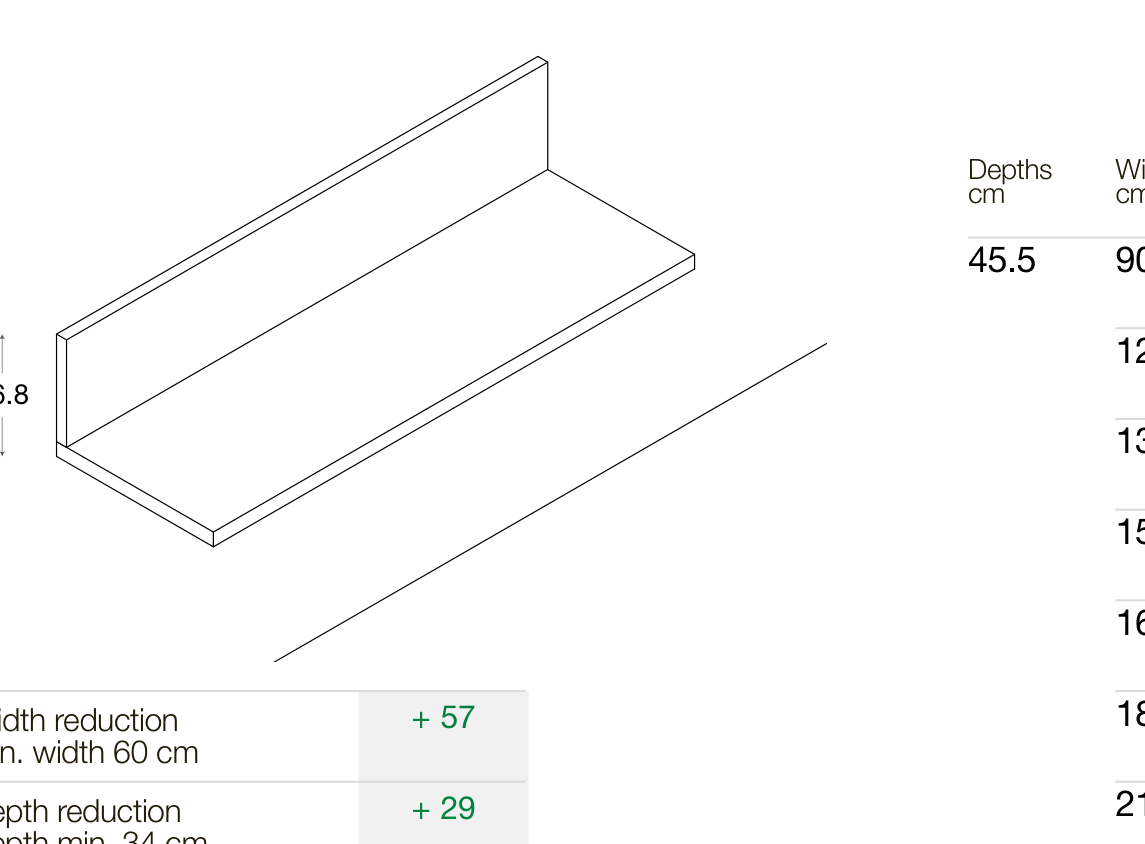 Zalf Suspended desk — official manufacturer technical illustration