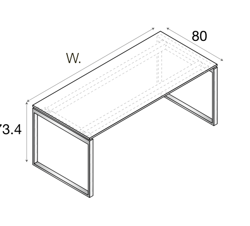 Zalf office desk P02 framed legs — official manufacturer technical illustration