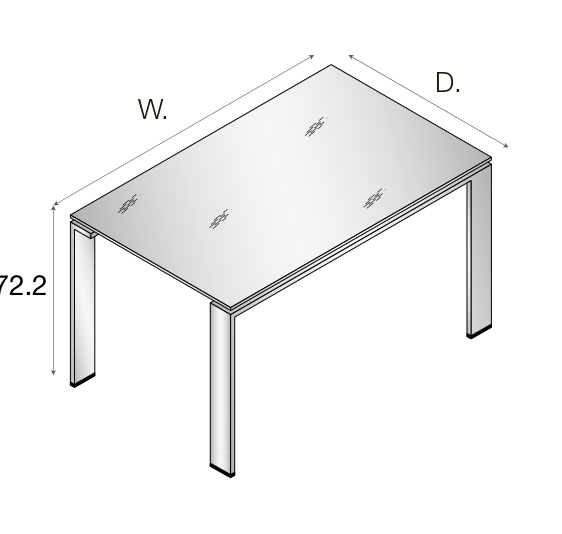 Zalf Angolo glass table — official manufacturer technical illustration