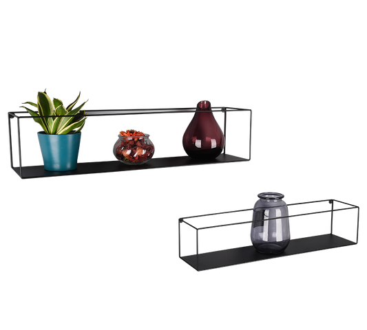 Lisa wall shelves 65 x 15 x 15 cm black 2-pack