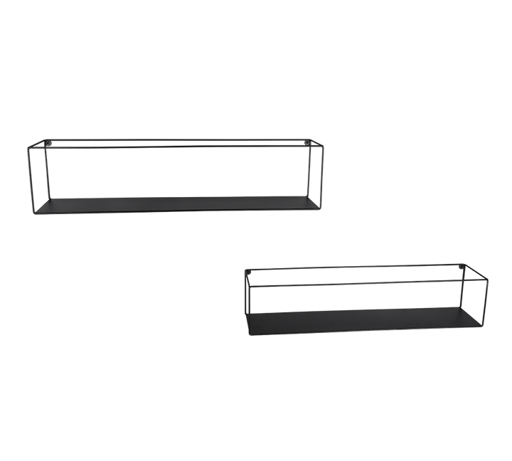 Lisa wall shelves 65 x 15 x 15 cm black 2-pack