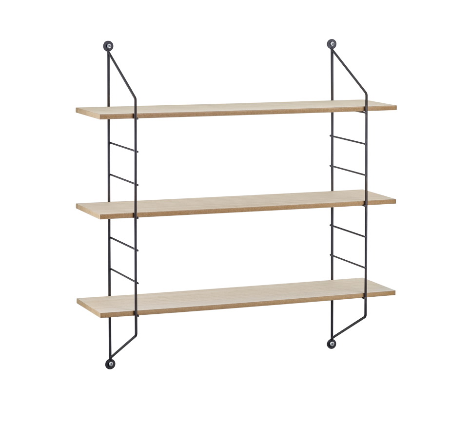 Ella wall shelves 3-pcs 60 x 62 x 14,5 cm black/wood