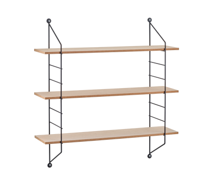 Ella wall shelves 3-pcs 60 x 62 x 14,5 cm black/wood