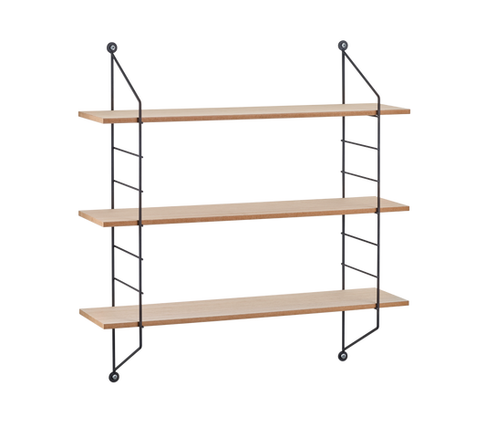 Ella wall shelves 3-pcs 60 x 62 x 14,5 cm black/wood