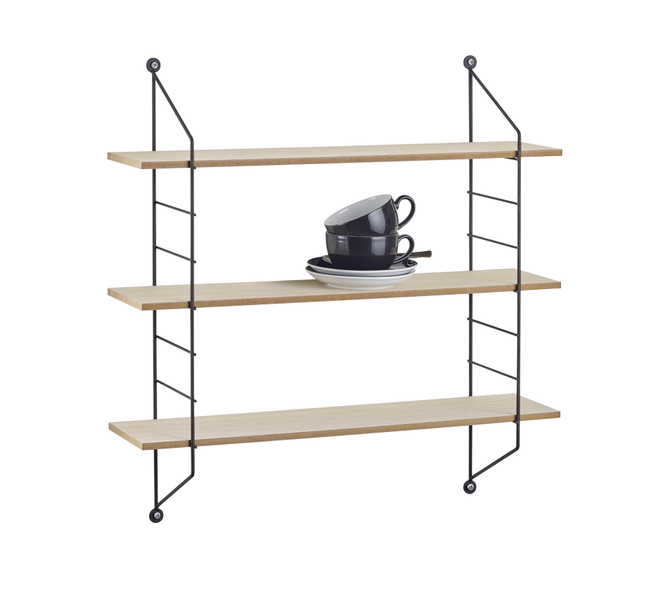 Ella wall shelves 3-pcs 60 x 62 x 14,5 cm black/wood