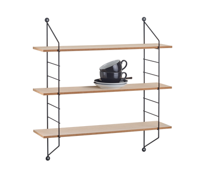 Ella wall shelves 3-pcs 60 x 62 x 14,5 cm black/wood