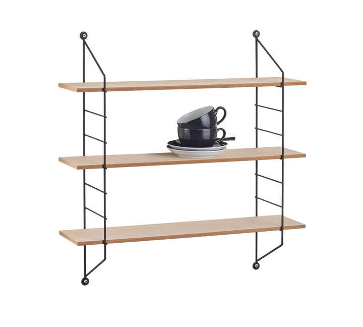 Ella wall shelves 3-pcs 60 x 62 x 14,5 cm black/wood