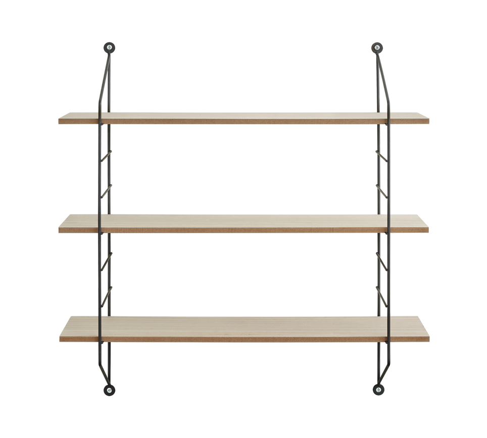 Ella wall shelves 3-pcs 60 x 62 x 14,5 cm black/wood