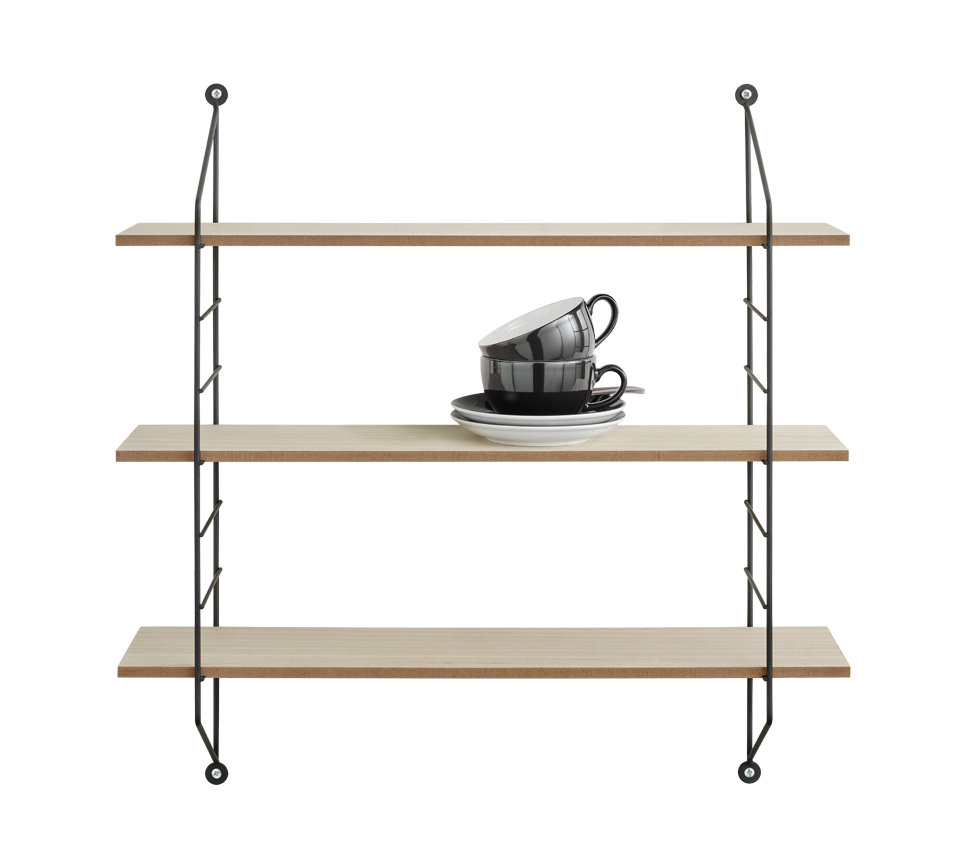 Ella wall shelves 3-pcs 60 x 62 x 14,5 cm black/wood