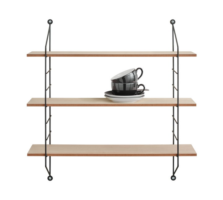 Ella wall shelves 3-pcs 60 x 62 x 14,5 cm black/wood