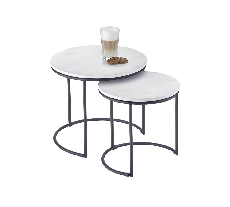 Paula table set 43 x 39 cm and 35 x 34 cm black/white