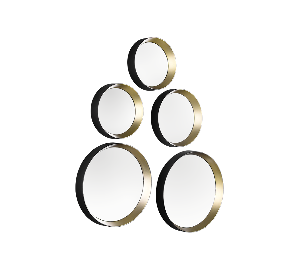 Lia mirror set 5-pack black/gold