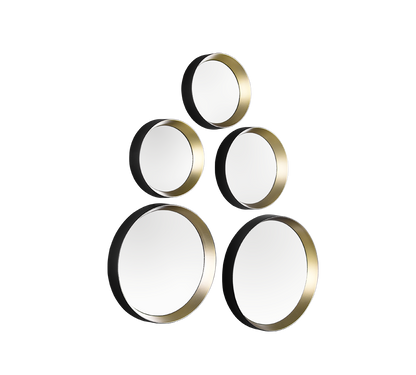 Lia mirror set 5-pack black/gold