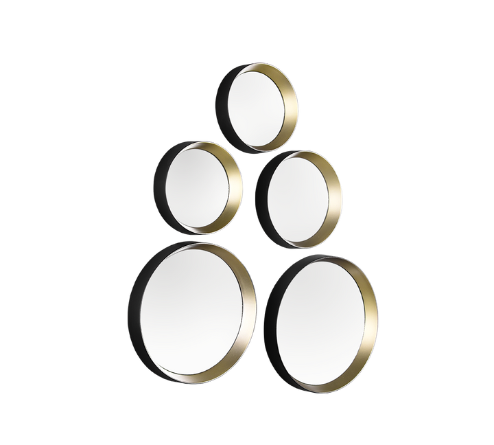 Lia mirror set 5-pack black/gold