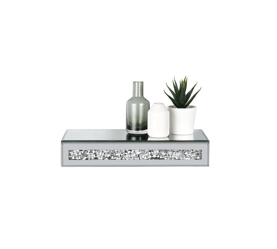 Zoe wall shelf 30 cm mirror glass/glitter