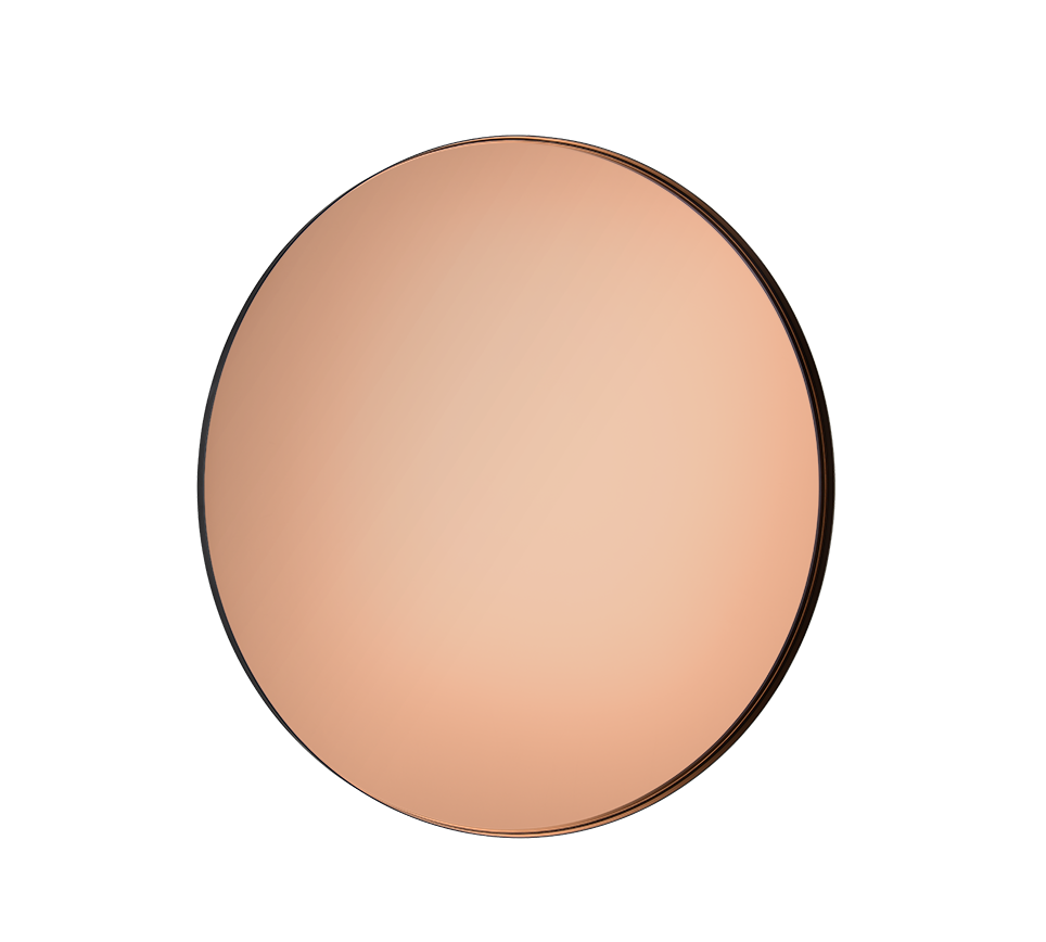 Britta mirror Ø80 cm black with rose gold mirror glass