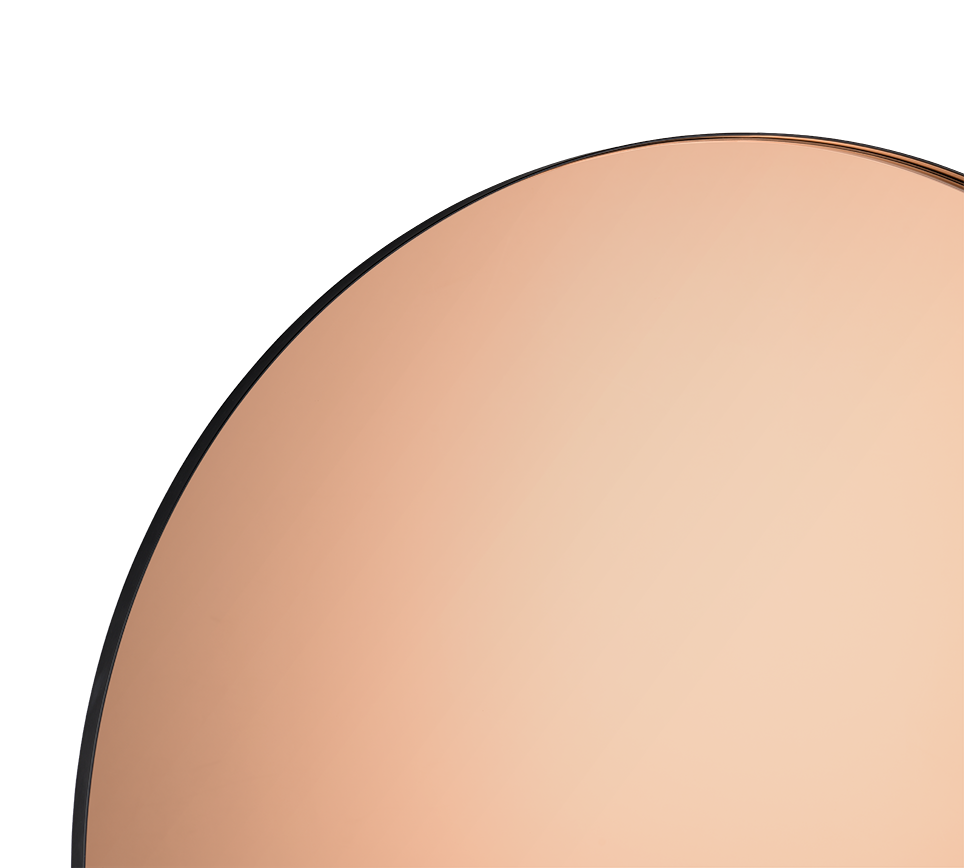 Britta mirror Ø80 cm black with rose gold mirror glass